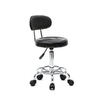 Tabouret de Bureau avec Dossier, Tabouret à roulettes Rotation à 360°Hauteur Réglable 47-61,5 cm, pour Salon de Massage, Bureau, Clinique (Elliptique Noir)