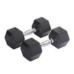 Endless Pair of 10 Kg (2 * 22 LB) Hexagon Rubber Coated Dumbbell | Black | Material: Iron and Rubber | Perfect for Bodybuilding, Fitness, Weight Lifting and Training at Home or Gym