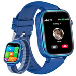 SWGOTA Montre Connectée Enfant 4G, Appels Vidéo, Téléphone, Chat, IP68, SOS, Bracelet GPS, Carte SIM, Mode Classe, Podomètre, Réveil, Sommeil, Smartwatch Enfant de 4 à 12 Ans Bleu, Cadeau Garcon