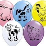 Happium Colourful Farmyard Friends Animal Latex Balloons Selection of Pigs, Horses, Cows, Sheep and Chickens Ideal for Kids Birthdays, Farm or Barnyard Themed Party Pack of 10