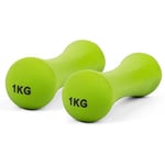 Phoenix Fitness RY926-2 Neoprene Dumbbell Weight for Home Exercise Men, Women and Kids Arm Hand Weights Pilates Dumbbells - Sold as a Pair, 1kg, Green