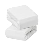 Jersey Cotton Fitted Sheets Travel Cot 68 x 97 x 10 cm - White (2Pk)