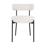 Lot de 2 chaises en tissu bouclette et métal - Écru - BADALONA