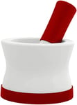 EZ-Grip Red Silicone & Ceramic Pestle and Mortar Set with Non-Slip Detachable Silicone Base - Dishwasher Safe Mortar and Pestle by Cooler Kitchen