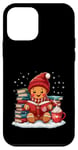 Coque pour iPhone 12 mini Bonhomme Bibliothèque de Noël pour amateurs de livres de lecture en pain d'épice