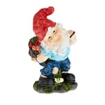 Relaxdays Nain de Jardin avec récolte, résiste aux intempéries et Gel, HxLxP: 32x17x15 cm, Figurine Lutin, Multicolore