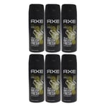 6 x AXE (LYNX) GOLD 150ml Deodorant Body Spray Oud Wood & Fresh Vanilla Scent