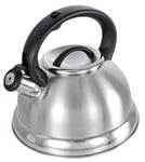 Buckingham Retro Matt Finish Stovetop Whistling Kettle Stainless Steel Induction Compatible Durable and Heat-Resistant Design 3 Litre