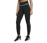 Nike DA0107-010 W NK ONE ICNLCSH GRX 7/8 TGT Leggings Womens Black/(Chlorine Blue) 2XL