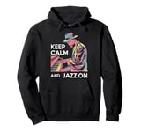 Keep Calm And Jazz On Piano Player Vibe Pullover Hoodie