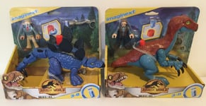 Imaginext Jurassic World Stegosaurus & Dr. Grant & Therizinosaurus & Owen Sets