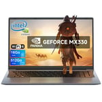 PC portable 15,6-Intel Alder Lake N95(jusqu'à 3,4GHz)-NVIDIA GeForce MX330 Graphique-16Go RAM 512 Go SSD-Windows 11 PRO-Gris Sidéral-AZERTY