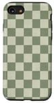 Coque pour iPhone SE (2020) / 7 / 8 Motif damier vintage vert sauge clair