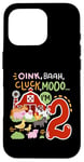 Coque pour iPhone 16 Pro Oink Baa Moo I'm 2 Farm Animals 2ème anniversaire 2 ans