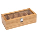 Multifunktionell Bambu System Tepåse Smycken Organizer Box 5 Fack Te Box Organizer Socker