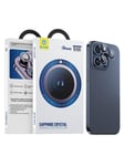 Blueo Sapphire Crystal Stainless Steel Camera Lens Protector blue - iPhone 15 Pro Max