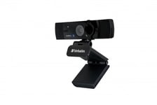 Verbatim Webcam avec double microphone, appareil photo externe pour ordinateur ou ordinateur portable avec mise au point automatique Ultra HD 4K, rotation à 360°, pour appels vidéo au bureau à domicile ou en streaming Cam