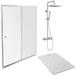 Receveur douche Jacob Delafon Ipso, 120 x 90 cm + paroi coulissante + colonne douche Brigitte