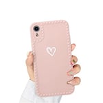 Newseego Compatible avec l'étui iPhone XR, Étui en Silicone Souple et Mince pour iPhone XR avec Motif Coeur d'amour Mignon Cadre Coeur d'amour 3D Housse de Protection Antichoc pour iPhone XR-Rose