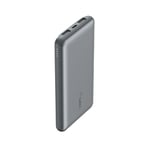 Belkin Batterie Externe 10000mAh, Chargeur Externe, 1 Port USB-C et 2 Ports USB-A, jusqu'à 15 W, câble USB-A vers USB-C, Batterie Portable, Power Bank pour iPhone, Galaxy, Pixel, iPad- Gris sidéral