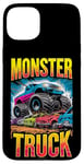 iPhone 15 Plus Monster Truck Crushing Cars Art for Monster Truck Lovers Case