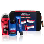 L'Oréal Men Expert - Coffret Routine Anti-Âge pour Homme - Soin Hydratant + Soin Yeux + Déodorant Bille - À l'Acide Hyaluronique - Pour Tous Types de Peaux - Power Age - 3 Produits