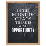 Artery8 Slate Inspiring Quote Sun Tzu Midst of Chaos There is Opportunity Art Print Framed Poster Wall Decor 12x16 inch