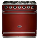 Falcon F900SDFRD/N 90cm Single Cavity Dual Fuel Range Cooker in Cherry Red with Nickel