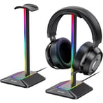 RGB-hörlursstativ för spelheadset, LED-tillbehörshållare med 7 belysningslägen, halkfri gummi