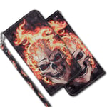 MRSTER Samsung A8 2018 Case Wallet Premium PU Leather Cover 3D Creative Painted Design Full-Body Protective Skin Cover Shockproof Folio Flip Case for Samsung Galaxy A8 2018. RX 3D - Flame Skull