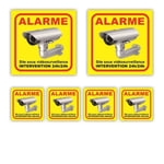 Surveillance Video Alarme maison - x6 stickers : dim. 100x100mm (x2) + dim. 50x50mm (x4) - Anti UV - garantie 5 ans - SDRJ