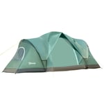 Outsunny campingtält för 5-6 personer Tunneltält med pinnar, kupoltält, polyester, armygrön + svart, 4,55x2,3x1,8m|