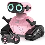 GILOBABY Robot Telecommandé Enfant, Jouet Robot Enfant avec Télécommande 2,4 GHz, Yeux LED, Mouvements de Danse, Tête et Bras Flexibles, Cadeau Anniversaire pour Garçons Filles Plus de 3 Ans (Rose)