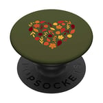 Joli dessin de coeur de feuilles d'automne PopSockets PopGrip - Support et Grip pour Smartphone/Tablette avec un Top Interchangeable