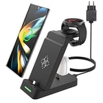 SPGUARD Chargeur Compatible pour Sam Sung Galaxy Watch 7/Ultra/6/5/5 Pro 4/3/Active 2.1 Station de Charge pour Galaxy S24/S23/Note 20/10/Z Fold 6/5/Z Flip 6/5/Buds 3 Type C Multiples appareils