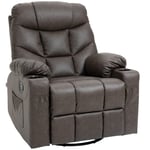 PU Leather Manual Recliner Chair, Swivel Armchair for Living Room