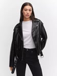 Mango Gift Faux Leather Biker Jacket, Black