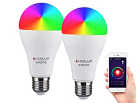 LEDLUX - Lot de 2 ampoules LED intelligentes, spot Wi-Fi, RGB, CCT, intensité variable, APP compatible avec Amazon Alexa et Google Home (E27, A65, 15 W)