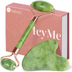 BAIMEI Gua Sha Set and Jade Roller, Guasha Tool Face, Jade Gua Sha & Face Rollers for Women, Gua Sha Stone, Self Care Gift, Body Muscle Relaxing, Improve Eye Puffiness, Christmas Day Gift