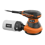 AEG - Ponceuse Excentrique 300 Watts 125 mm, 7000 à 15000 trs/mn, Démarrage en Douceur, Variateur, Frein de Patin, Aspiration intégré, Livrée avec Sac à Poussière & 3 Abrasifs - EX125 ES