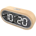 Horloge numérique en bois de hêtre double alarme Snooze réveil usb thermomètre de table électronique led horloge de bureau en bois luminosité à 4