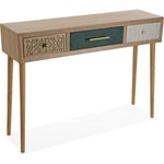 Versa Bridge Meuble d'Entrée Étroit pour Entrée ou Couloir, Table console, avec 3 tiroirs, Dimensions (H x l x L) 77 x 30 x 107 cm, Bois, Couleur: