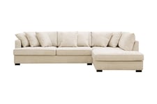 Rossi Dybde 3-seter L Fløyelssofa med Sjeselong Høyre - Lys Beige Sofa sjeselong Scandinavian Choice