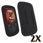 2X Black Silicone Skin for SanDisk Sansa Fuze Plus+ Case MP3 Fuse+ Cover Holder