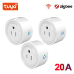 Prise de courant Tuya Smart Zigbee,moniteur d'alimentation 20A,prise de contrôle sans fil US avec minuterie d'énergie nous-mêmes avec Alexa Home Assistant - Type 3PC