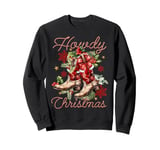 Retro Howdy Christmas Cowgirl Boots Coquette Bow Western Sweatshirt