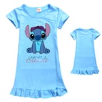 Lilo Stitch Princess Nattlinne Barn Tjej Ruffle Sovkläder Klänning Nattkläder Pyjamas Pjs Light blue 150cm