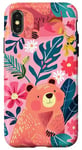 Coque pour iPhone X/XS Rose moderne Tropical Mama Bear Mama Bear Mignon Fleur Design pour