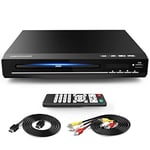 DBPOWER DVD Player for TV, DVD Players with HDMI & AV Cable, Full HD 1080P All-Region Free DVD CD MP3 Player with Remote Control, USB Port (non blueray)