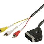 Valueline 2.00 m Switchable SCART Male to 3x RCA Male Cable - Black